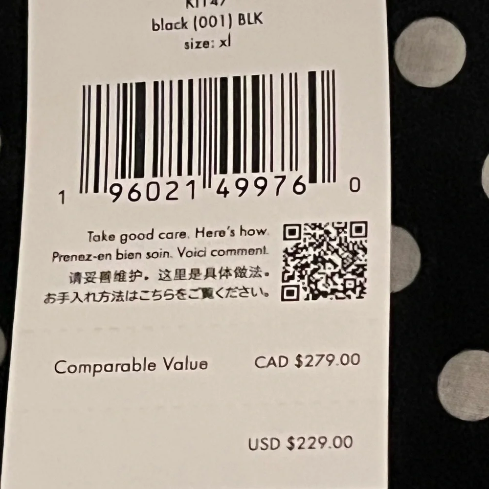 Kate Spade Black and White Polka Dot Peplum Tank XL